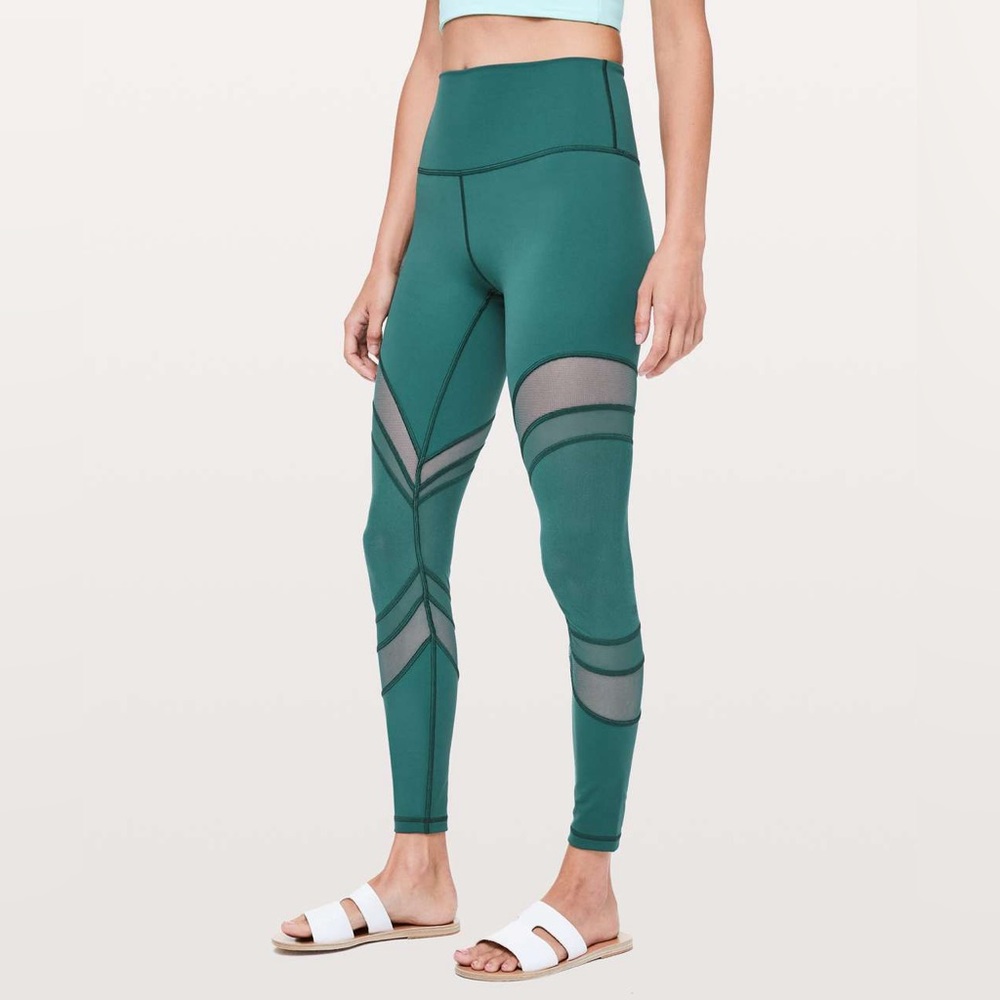 lululemon athletica Seek the heat Teal Green High-Waist Mesh Panel Leggings